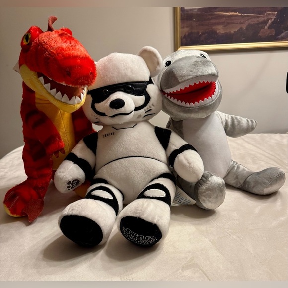 Build-A-Bear Other - EUC! Build-A-Bear Lot of 3, Red Raptor, Toothy Great White Shark, Stormtrooper
